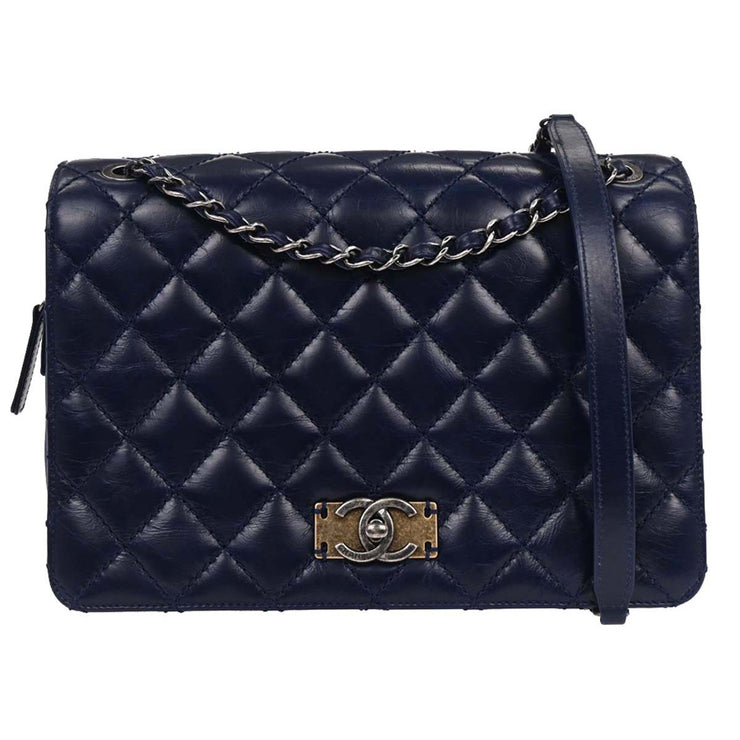 Chanel Navy Calfskin Day Trip Flap Bag 186764