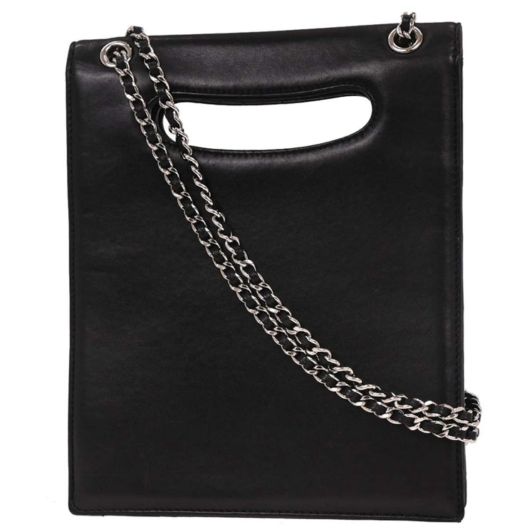 Chanel Black Lambskin Delivery Cutout 2way Handbag 186776