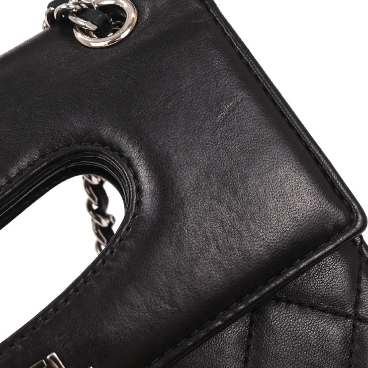 Chanel Black Lambskin Delivery Cutout 2way Handbag 186776