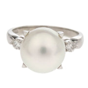 Tasaki Ring Pt900 Pearl Diamond Silver #52 186799