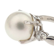 Tasaki Ring Pt900 Pearl Diamond Silver #52 186799