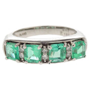 Ring Pt900 Emerald Diamond Silver #52 186811