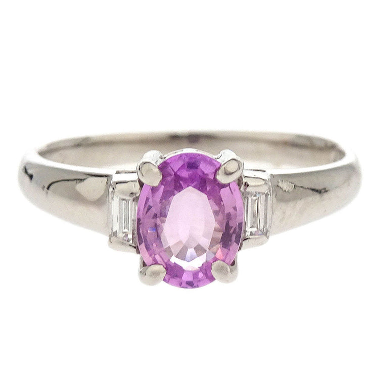 Ring Pt850 Sapphire Diamond Silver #46 186812