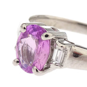 Ring Pt850 Sapphire Diamond Silver #46 186812