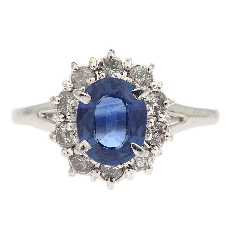 Ring Pt900 Sapphire Diamond Silver #61 186814
