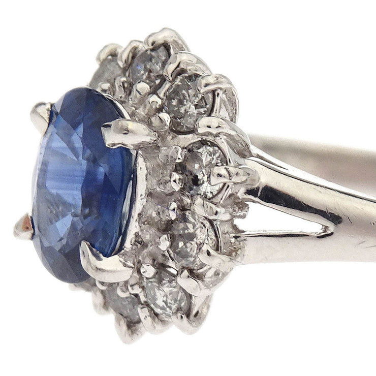 Ring Pt900 Sapphire Diamond Silver #61 186814