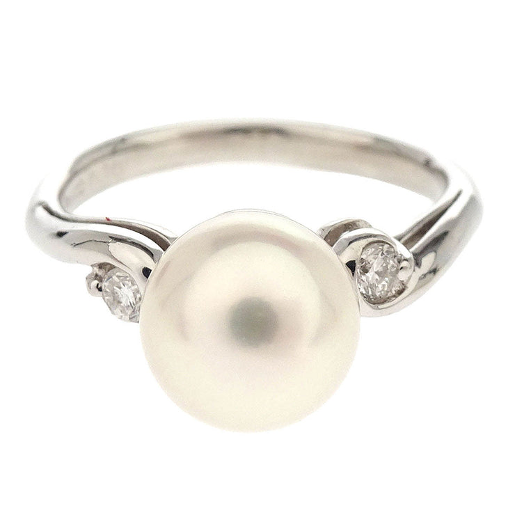 Ring Pt900 Pearl Diamond Silver #51 186817