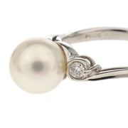 Ring Pt900 Pearl Diamond Silver #51 186817