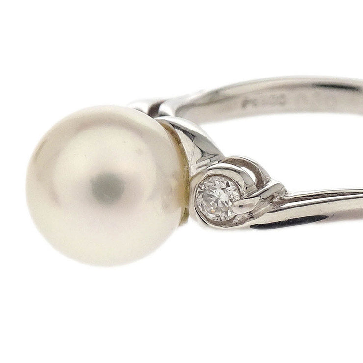 Ring Pt900 Pearl Diamond Silver #51 186817