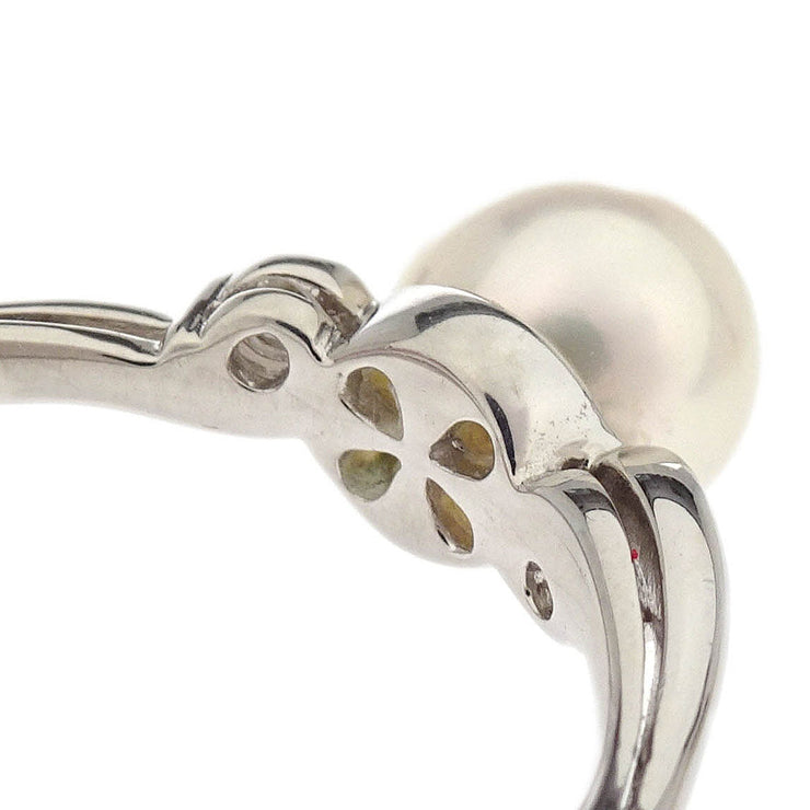 Ring Pt900 Pearl Diamond Silver #51 186817