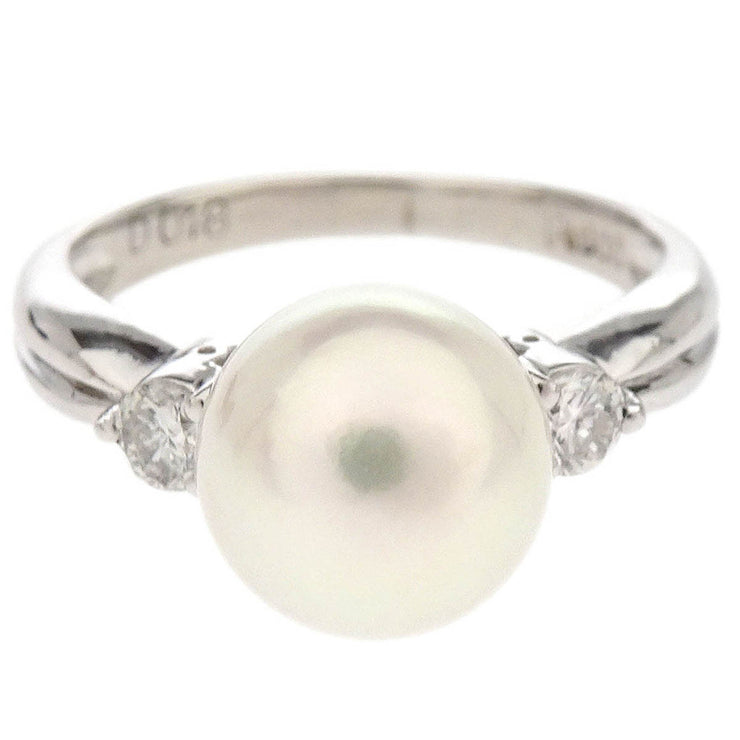 Ring Pt900 Pearl Diamond Silver #49 186818