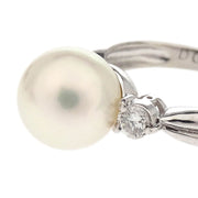 Ring Pt900 Pearl Diamond Silver #49 186818