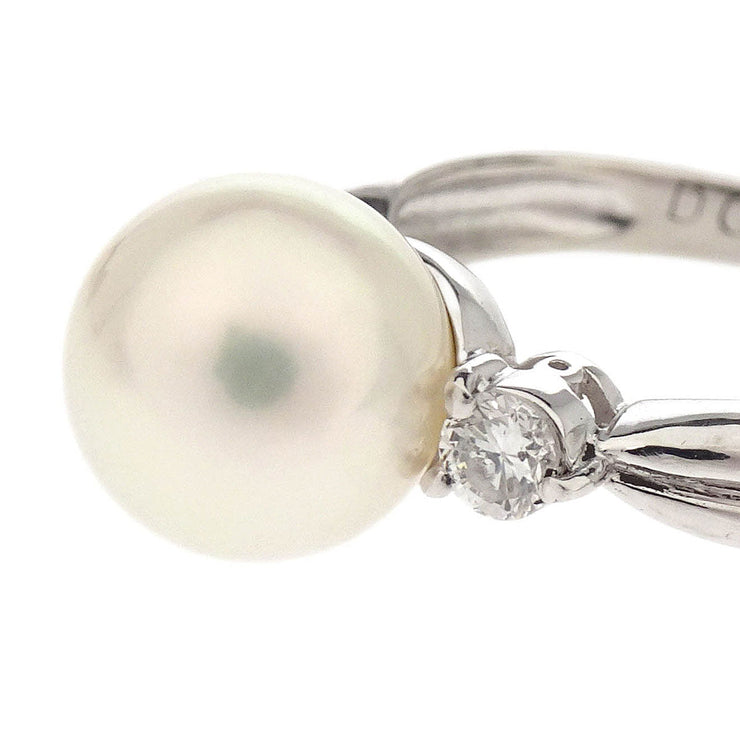 Ring Pt900 Pearl Diamond Silver #49 186818