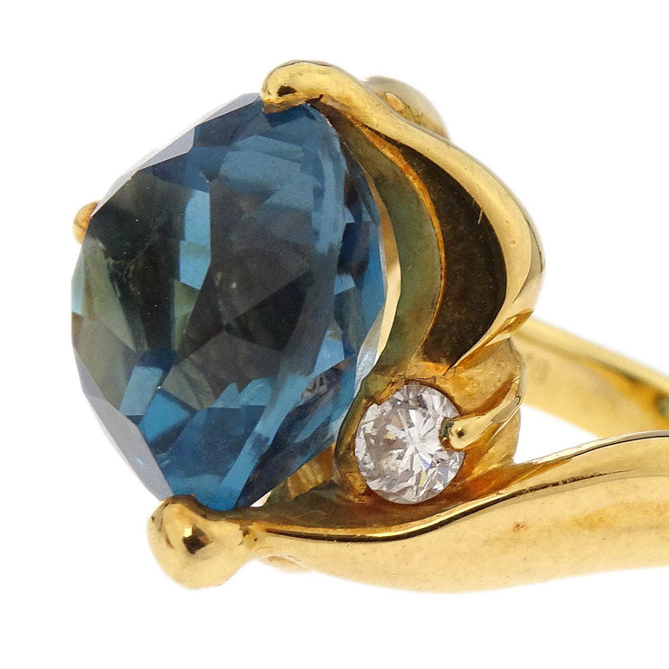 Ring 18K Sapphire Diamond Gold C1128 #51 186819