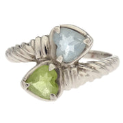 Ring Pt850 Peridot Aquamarine Silver #52 186820