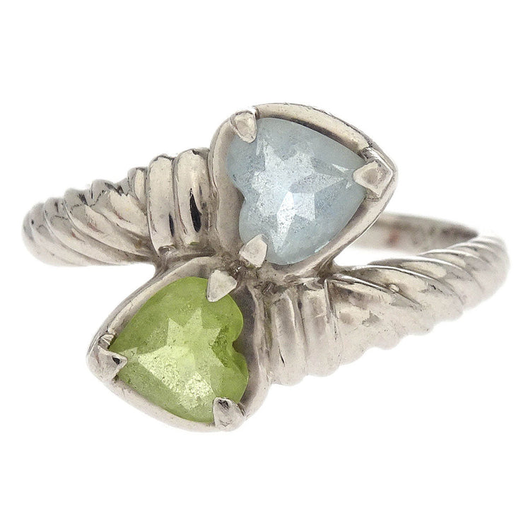 Ring Pt850 Peridot Aquamarine Silver #52 186820