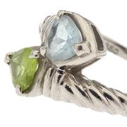 Ring Pt850 Peridot Aquamarine Silver #52 186820