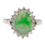 Ring Pt900 Jade Diamond Silver #50 186824