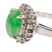 Ring Pt900 Jade Diamond Silver #50 186824
