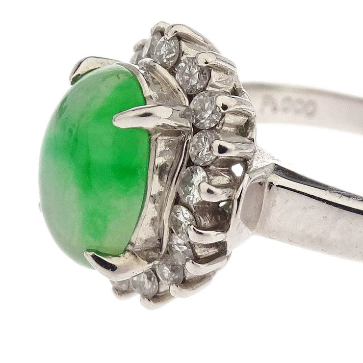 Ring Pt900 Jade Diamond Silver #50 186824