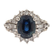 Ring Pt900 Sapphire Diamond Silver #50 186829