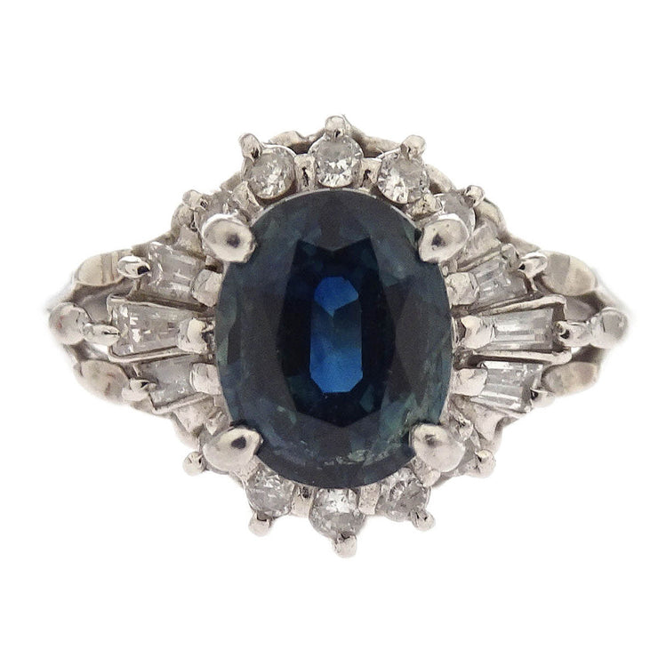 Ring Pt900 Sapphire Diamond Silver #50 186829