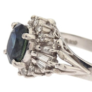 Ring Pt900 Sapphire Diamond Silver #50 186829