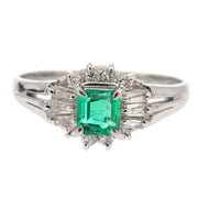 Ring Pt900 Emerald Diamond Silver #52 186831