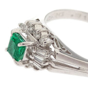 Ring Pt900 Emerald Diamond Silver #52 186831