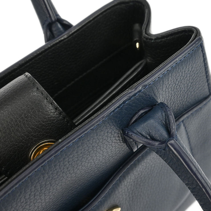 Chanel Navy Black Calfksin Neo Executive Tote Handbag 186851