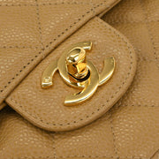 Chanel Beige Calfskin Small Classic Double Flap Shoulder Bag 186854