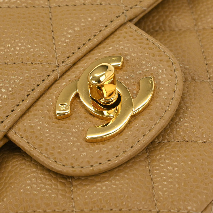 Chanel Beige Calfskin Small Classic Double Flap Shoulder Bag 186854