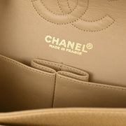 Chanel Beige Calfskin Small Classic Double Flap Shoulder Bag 186854