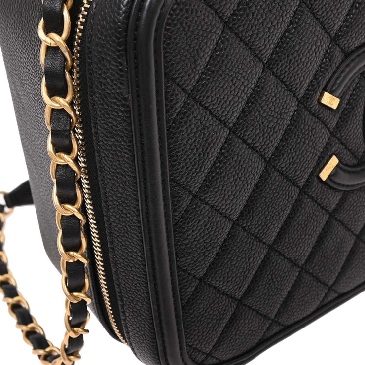 Chanel Black Calfskin CC Filigree 2way Vanity Handbag 186858