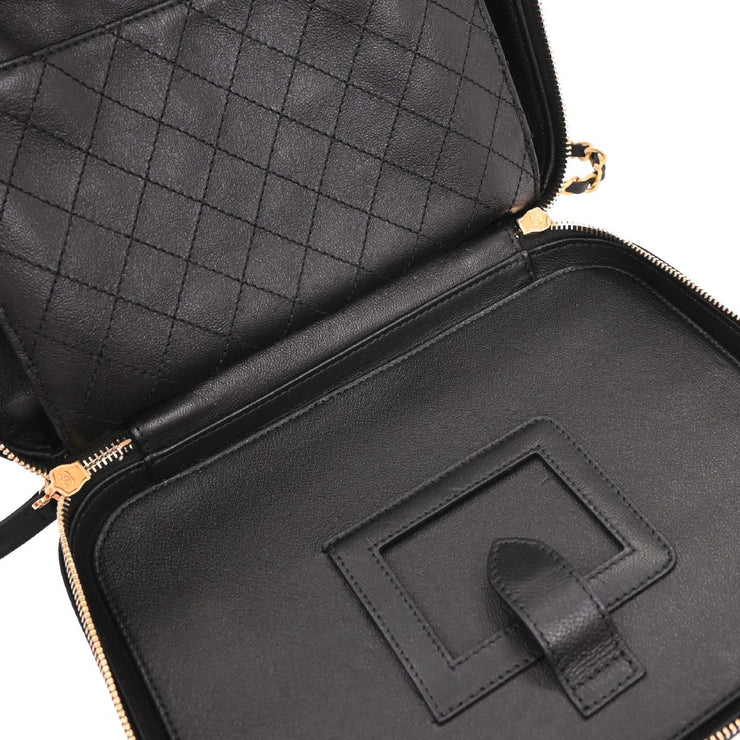 Chanel Black Calfskin CC Filigree 2way Vanity Handbag 186858