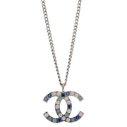 Chanel CC Chain Necklace Pendant Rhinestone Silver 07C 186870
