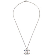 Chanel CC Chain Necklace Pendant Rhinestone Silver 07C 186870