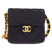 Chanel Navy Lambskin Micro Classic Flap Shoulder Bag Pochette 186905