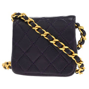 Chanel Navy Lambskin Micro Classic Flap Shoulder Bag Pochette 186905