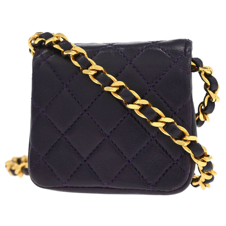 Chanel Navy Lambskin Micro Classic Flap Shoulder Bag Pochette 186905