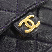 Chanel Navy Lambskin Micro Classic Flap Shoulder Bag Pochette 186905