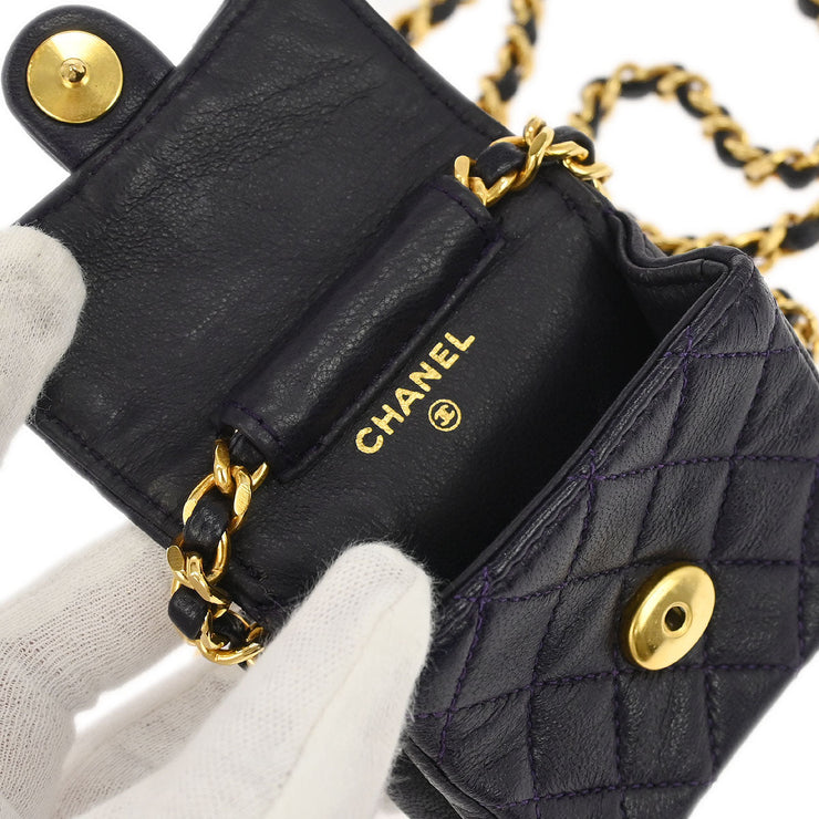 Chanel Navy Lambskin Micro Classic Flap Shoulder Bag Pochette 186905
