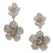 Chanel Flower Dangle Earrings Clip-On Silver 98A 186911
