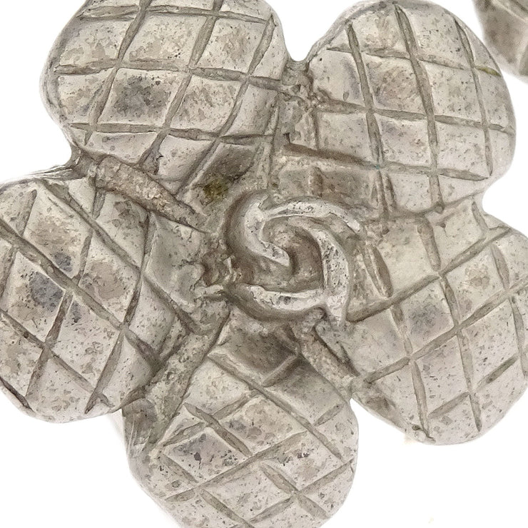 Chanel Flower Dangle Earrings Clip-On Silver 98A 186911
