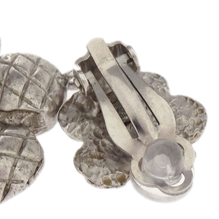 Chanel Flower Dangle Earrings Clip-On Silver 98A 186911