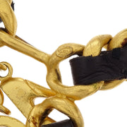 Chanel Icon Chain Belt Gold Black Leather 95A 186922