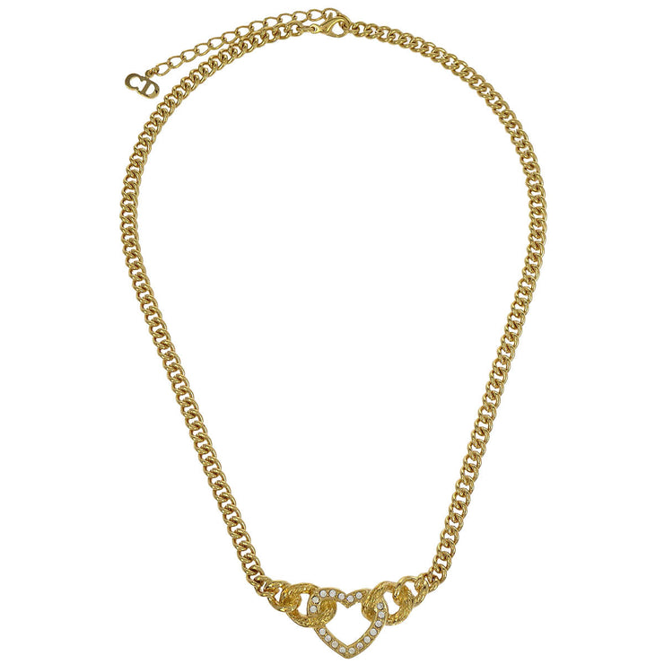 Christian Dior Necklace Pendant Gold Rhinestone 186942