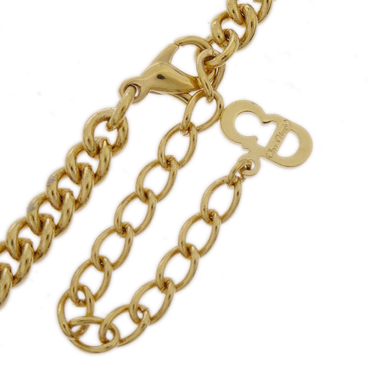 Christian Dior Necklace Pendant Gold Rhinestone 186942