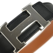 Hermes Black Box Calf Togo Constance Reversible Belt #75 Small Good  Square:F 186949