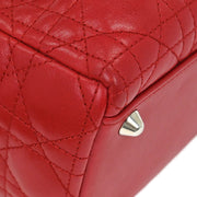 Christian Dior Red Lambskin Lady Dior Cannage 2way Handbag 15-BO-1101 186966